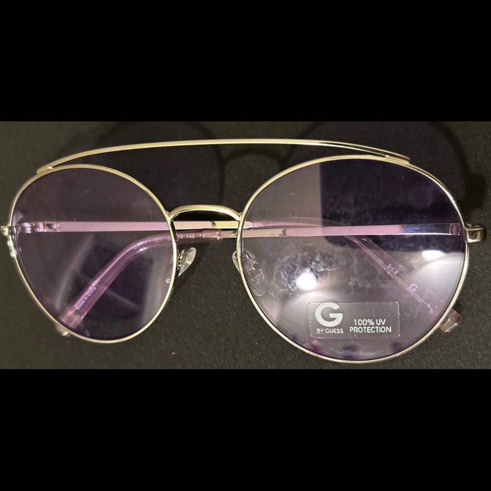 Guess GG 1171 Gold round aviator Frame Sunglasses with lavender Lenses